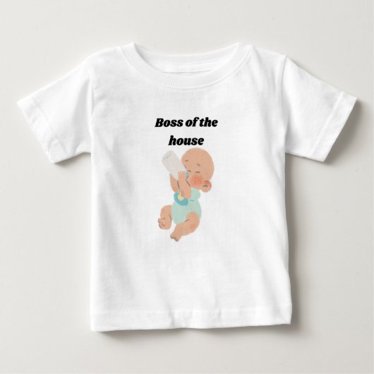 👑 Baas van het Huis – Grappig Baby T-shirt (Voorkant)