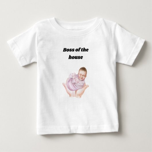 👑 Baas van het Huis – Grappig Baby T-shirt (Voorkant)