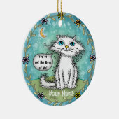 Baas van mij krabbelt kat keramisch ornament (Rechts)