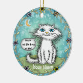 Baas van mij krabbelt kat keramisch ornament (Links)