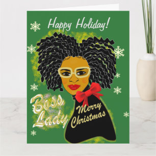 Baas Vrouw Afro-Amerikaans Kerstmis Kaart