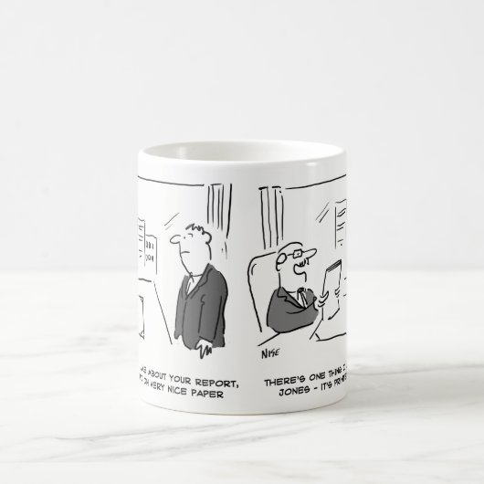 Baas zegt dat er een rapport op Nice staat Koffiemok (Center)