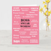Baas zweert woorden | Grappige Vrouw baas verjaard Kaart (Gele Bloem)