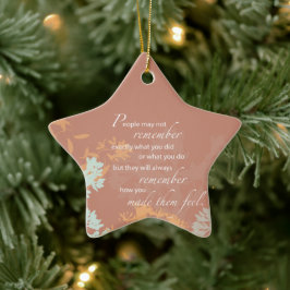 Baasdag Wilde Bloem Silhouetten op Bruin Keramisch Ornament