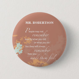 Baasdag Wilde Bloem Silhouetten op Bruin Ronde Button 5,7 Cm