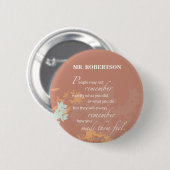 Baasdag Wilde Bloem Silhouetten op Bruin Ronde Button 5,7 Cm (Voorkant /achterkant)
