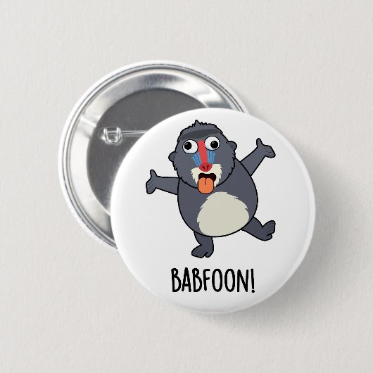 Bab-foon Funny Baffoon Baboon Pun Ronde Button 5,7 Cm (Voorkant /achterkant)