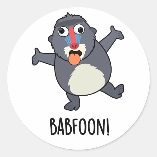 Bab-foon Funny Baffoon Baboon Pun Ronde Sticker (Voorkant)