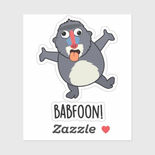 Bab-foon Funny Baffoon Baboon Pun Sticker (Vel)