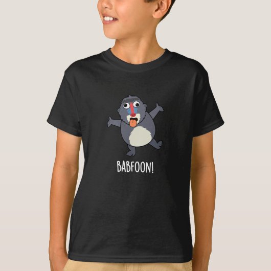Bab-foon Grappige Buffon Baviaan Pun Donker BG T-shirt (Voorkant)