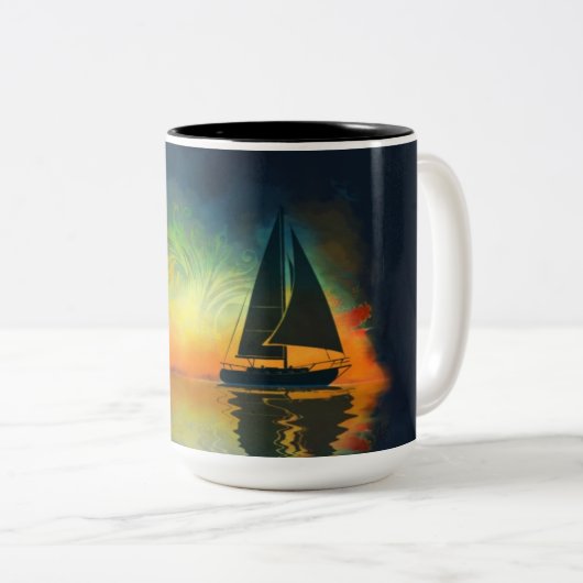 Baba 35 Zeilboot Tweekleurige Koffiemok (Voorkant rechts)