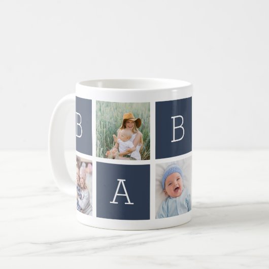 Baba | Grootvader 5 Foto Collage Koffiemok (Voorkant links)