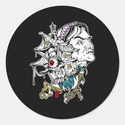 Baba Jaga Baba Yaga Ronde Sticker (Voorkant)
