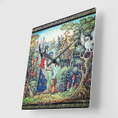 BABA JAGA RUSSIAN FOLKLORE SQUARE WALL CLOCK VIERKANTE KLOK (Hoek)