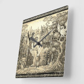 BABA JAGA RUSSIAN FOLKLORE SQUARE WALL CLOCK VIERKANTE KLOK (Hoek)