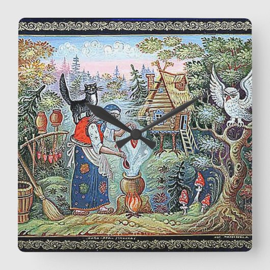 BABA JAGA RUSSIAN FOLKLORE  VIERKANTE KLOK (Voorkant)