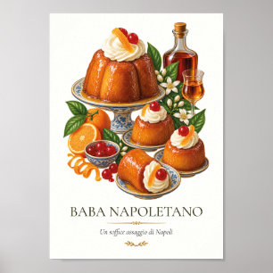 Baba Napoletano – Vintage Italiaans dessert Poster