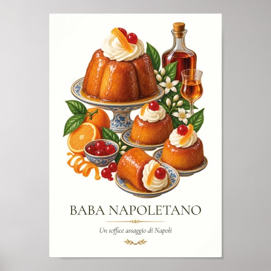 Baba Napoletano – Vintage Italiaans dessert Poster (Voorkant)