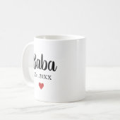 Baba Opgericht Jaar Hart Modern Vaderdag Koffiemok (Voorkant links)