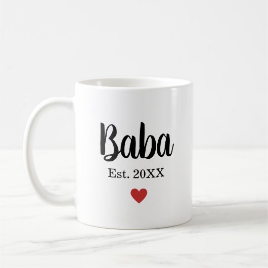 Baba Opgericht Jaar Hart Modern Vaderdag Koffiemok (Links)