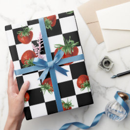 Baba Shower met Aardbeiendessin Cadeaupapier