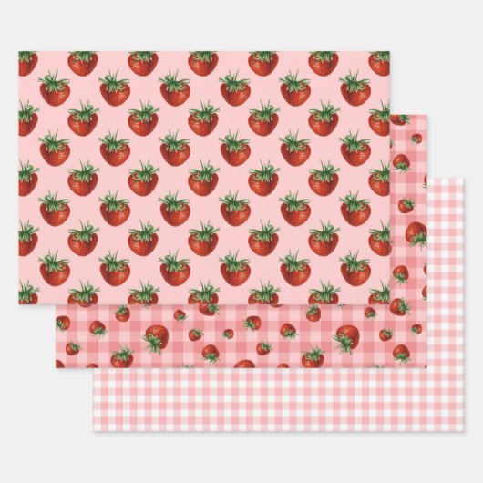 Baba Shower met Aardbeiendessin Inpakpapier Vel (Set)