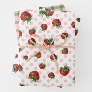 Baba Shower met Aardbeiendessin Inpakpapier Vel