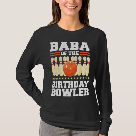 Baba van de verjaardag Bowler Bday Bowling Party T-shirt (Voorkant)