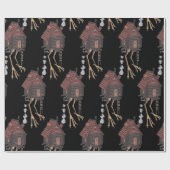 Baba Yaga Hut Black Cadeaupapier (Vlak)