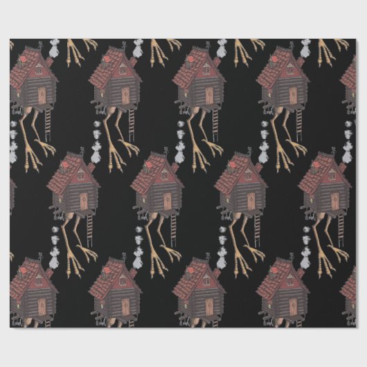 Baba Yaga Hut Black Cadeaupapier (Vlak)