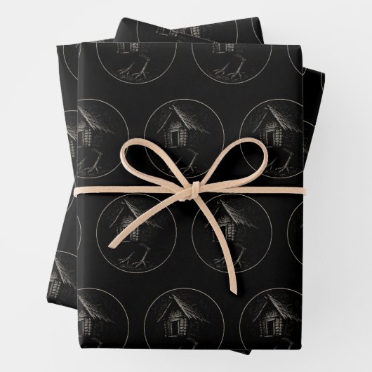 Baba Yaga's Hut Spooky Folklore Inpakpapier Vel (In situ)