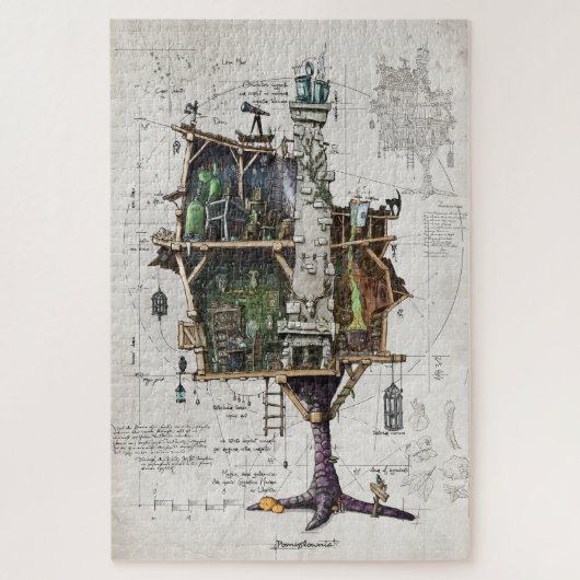 Baba Yaga's kippenpotige hut legpuzzel (Verticaal)
