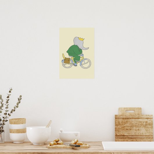 Babar rijdt met een fiets poster (Keuken)