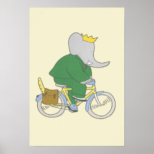 Babar rijdt met een fiets poster