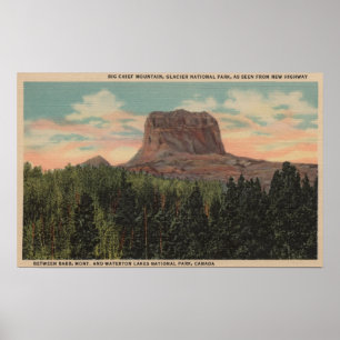 Babb, MT - Uitzicht van Big Chief Mountain uit Hwy Poster