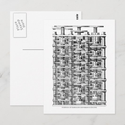 Babbage Difference Engine Briefkaart (Voorkant / Achterkant)