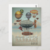 Babbage van Airship  Steampunk Travel Briefkaart (Voorkant / Achterkant)