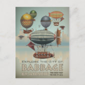Babbage van Airship  Steampunk Travel Briefkaart (Voorkant)