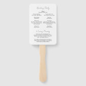 Babbette minimalistisch modern huwelijksprogramma handwaaier (Achterkant)