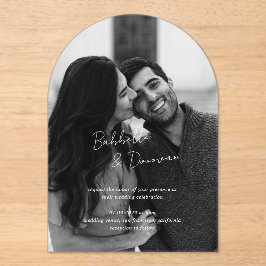 Babbette minimalistische foto moderne bruiloft acryl uitnodigingen