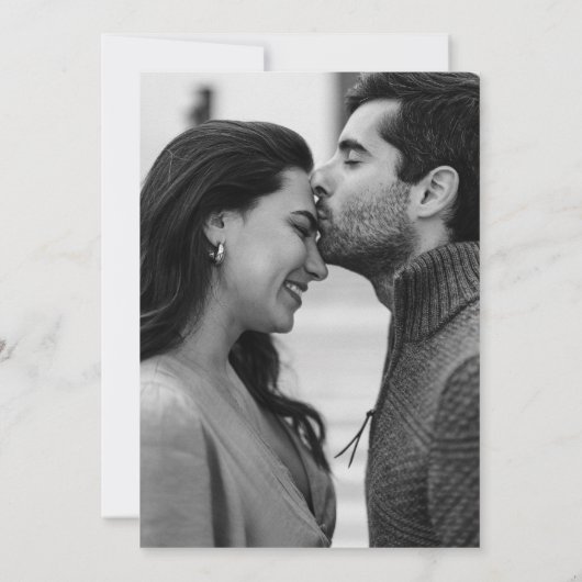 Babbette minimalistische foto moderne bruiloft kaart (Achterkant)