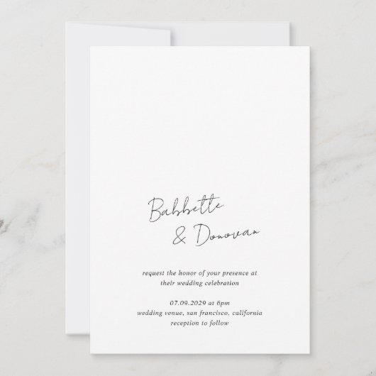 Babbette minimalistische moderne bruiloft kaart (Voorkant)