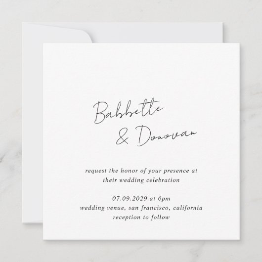 Babbette minimalistische moderne bruiloft kaart (Voorkant)