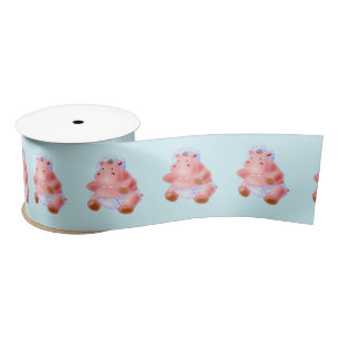 Babby Hippo Satin Ribbon Cartoon Satijnen Lint