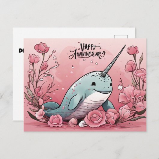 Babby Narwhal jubileum Briefkaart (Voorkant / Achterkant)