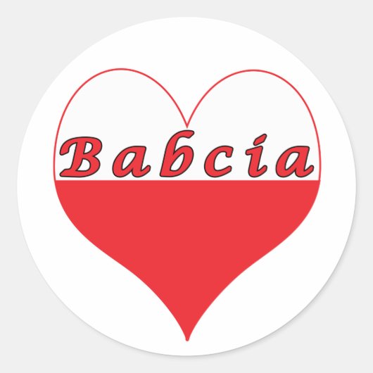 Babcia Poland Heart Ronde Sticker (Voorkant)