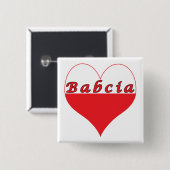 Babcia Poland Heart Vierkante Button 5,1 Cm (Voorkant /achterkant)