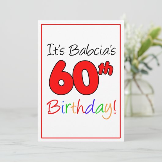 Babcia's 60ste mijlpaal verjaardagsfeest kaart (Staand voorkant)