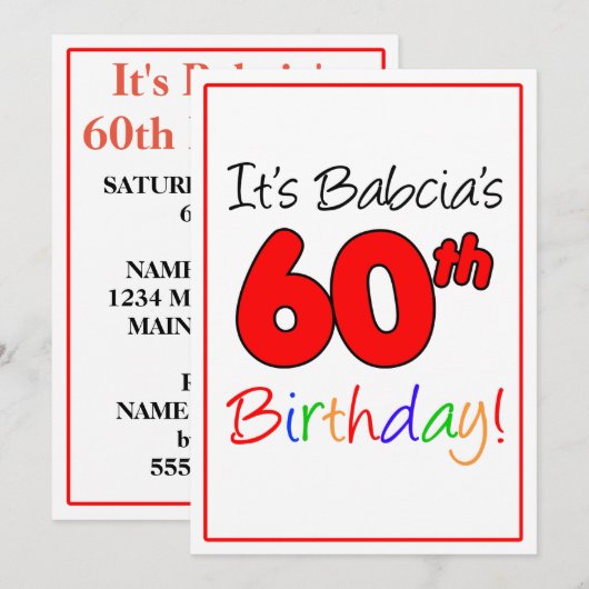 Babcia's 60ste mijlpaal verjaardagsfeest kaart (Voorkant / Achterkant)