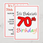 Babcia's 70e mijlpaal verjaardagsfeest kaart (Voorkant / Achterkant)